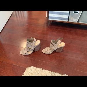 Vince Camuto suede boho studded block heels